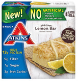 Barre citron croustillante Atkins, face d emballage, pause légère et gourmande