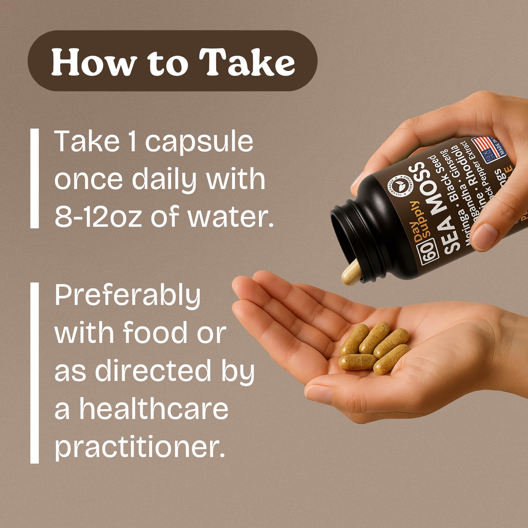 Atlantic Naturals ginseng, capsules visibles, concentration et endurance.
