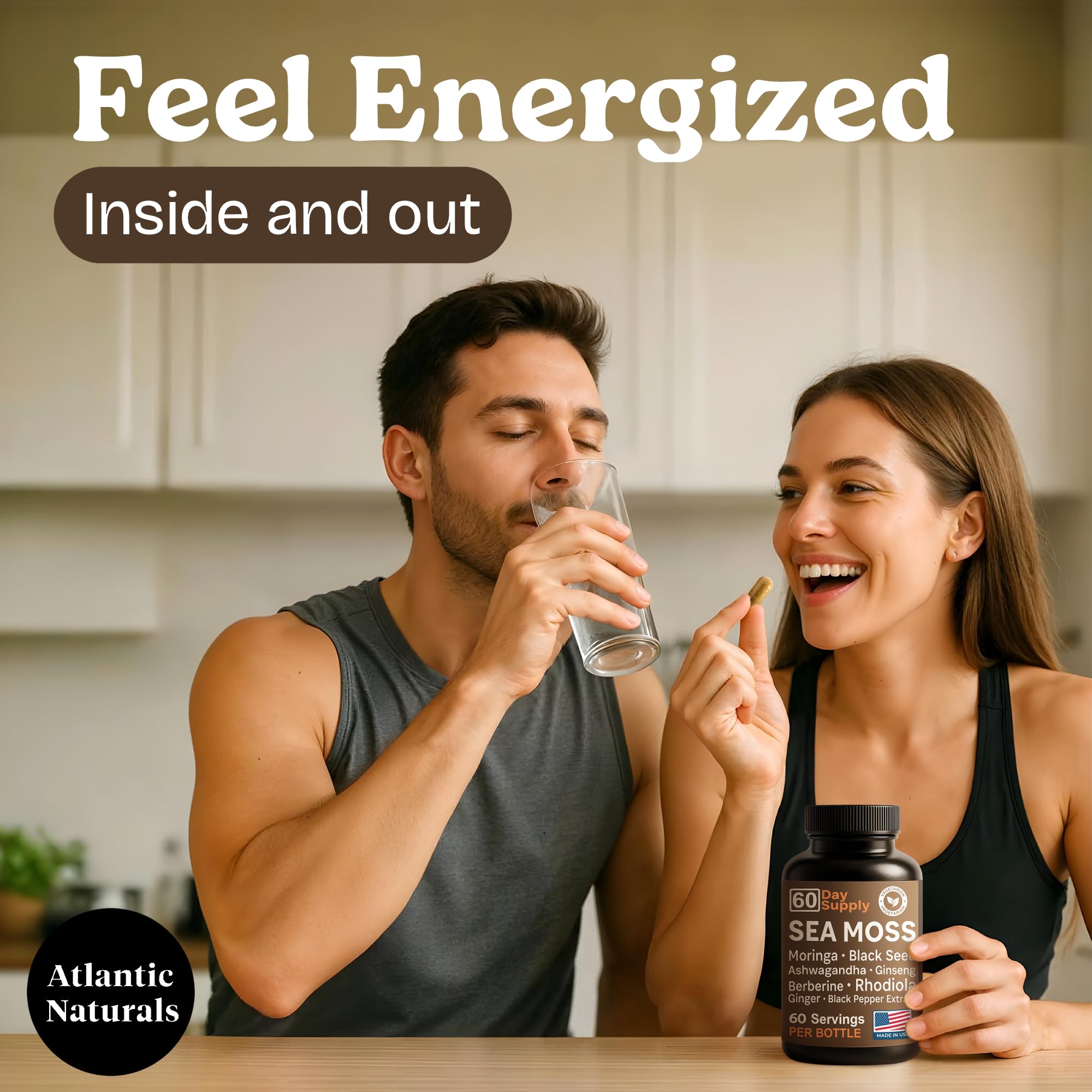 Atlantic Naturals moringa en poudre, richesse nutritionnelle visuelle.