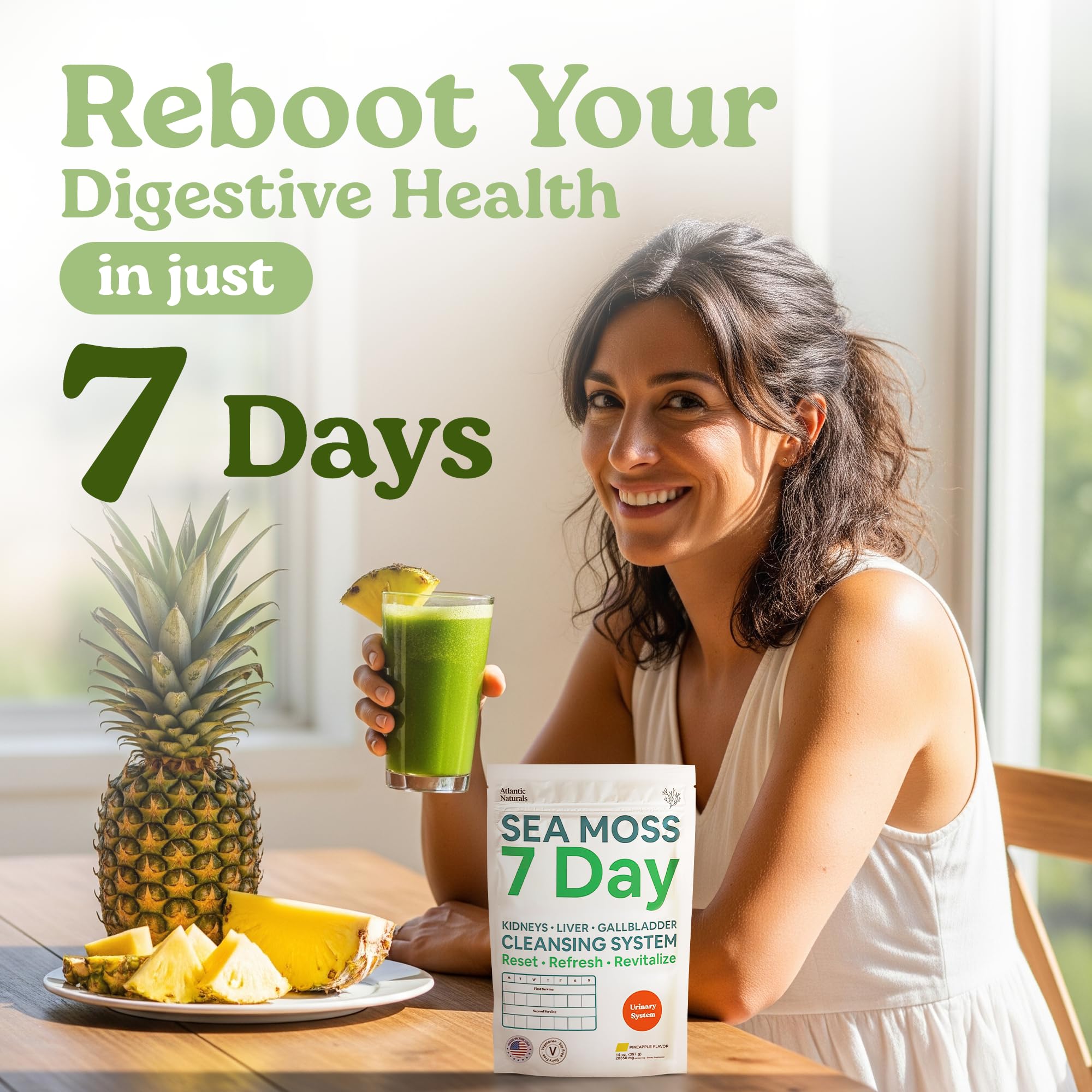Atlantic Naturals - Saveur Ananas rafraîchissante du mélange detox.