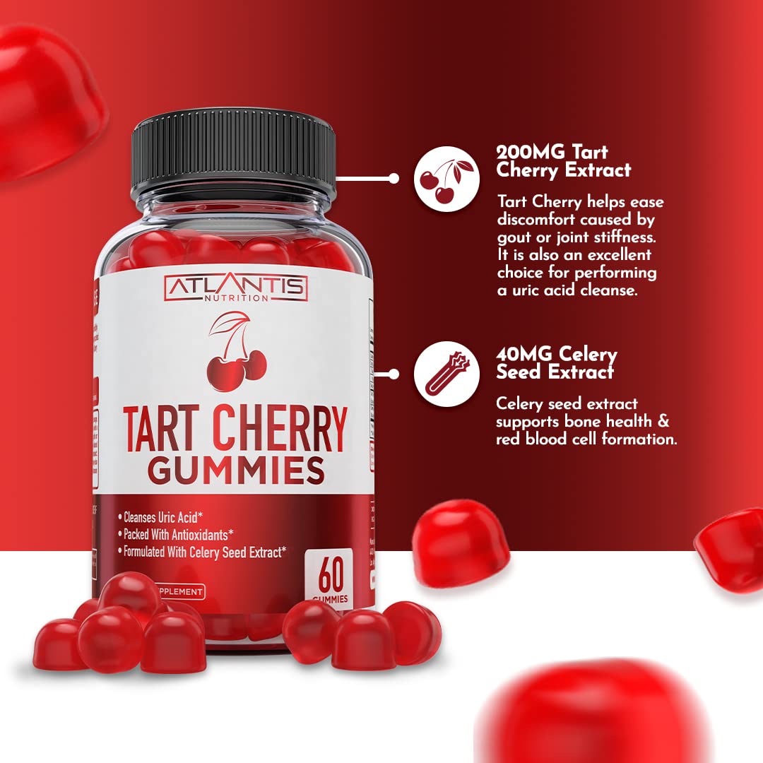 Gommes Cerise Tart en gros plan, texture moelleuse et goût fruité Atlantis Nutrition.