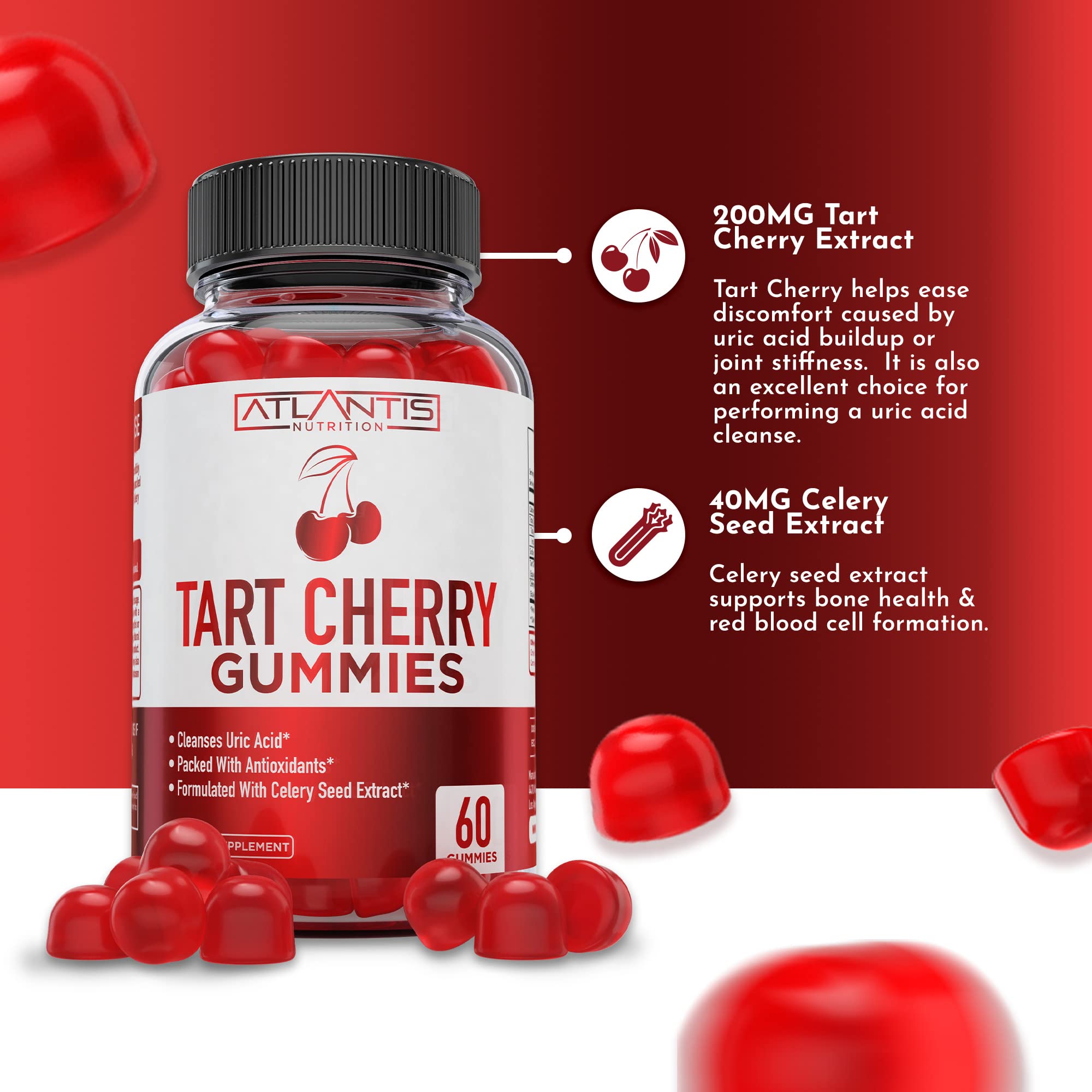 Gommes Cerise Tart Atlantis Nutrition – mélatonine naturelle pour favoriser le sommeil.