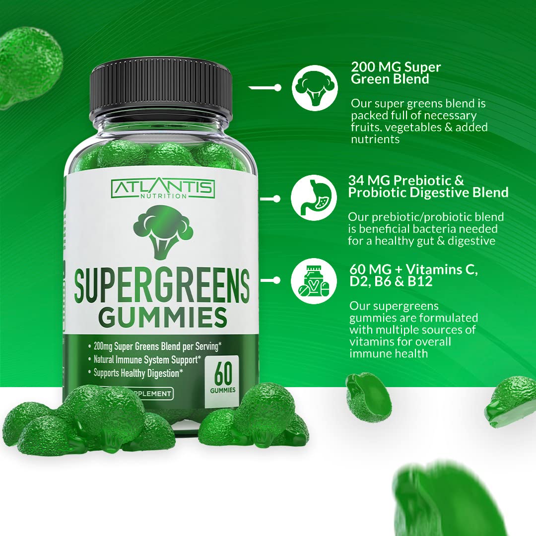 Gomme à forme de brocoli d’Atlantis Nutrition, consommation facile sans comprimés.