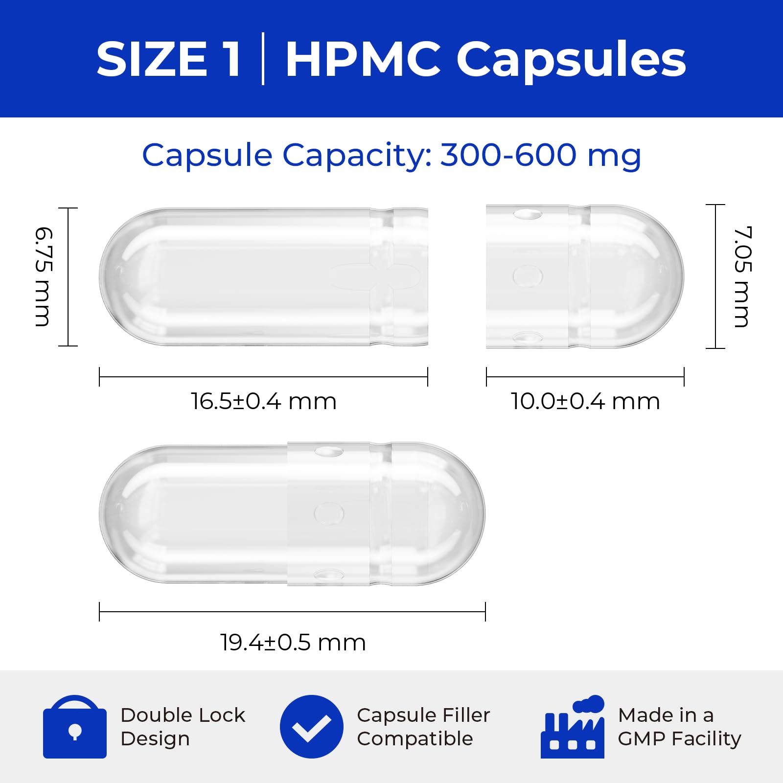 ATLEMISME capsules véganes vides taille 1 – HPMC haute qualité pour formulations.