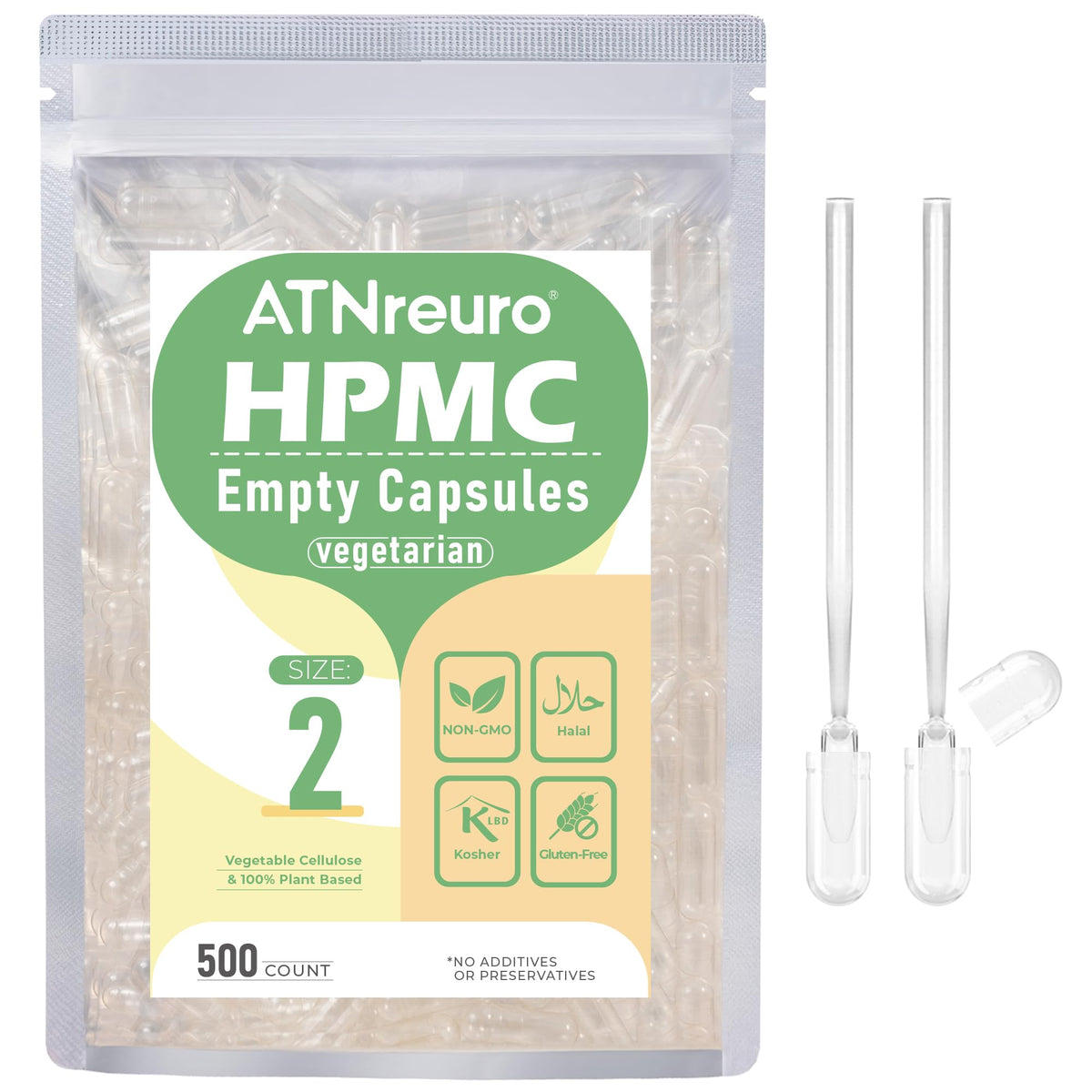 ATNreuro capsules véganes vides taille 2 prêt à remplir pour vos mélanges.