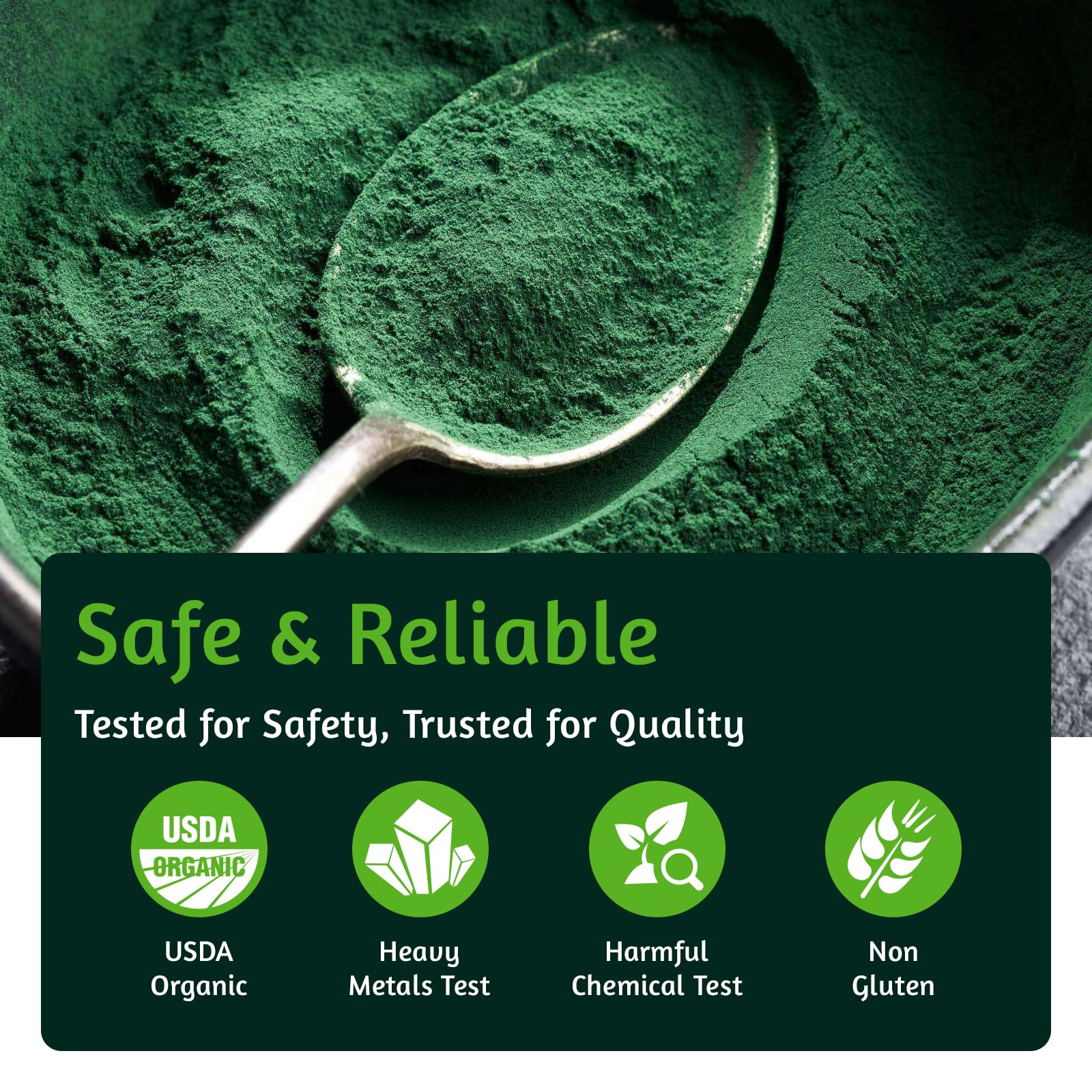 ATNreuro Spiruline organique poudre certifiée USDA, assurance qualité pour boissons.