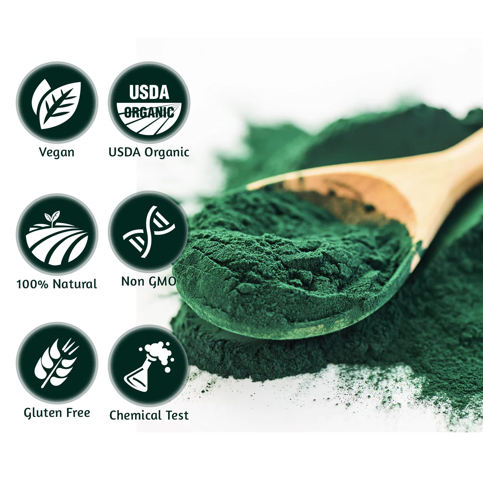 ATNreuro Spiruline organique poudre protéines végétales, soutient la vitalité quotidienne.
