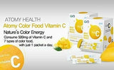Mélange ATOMY Colorfood Vitamine C dans smoothie, texture homogène.