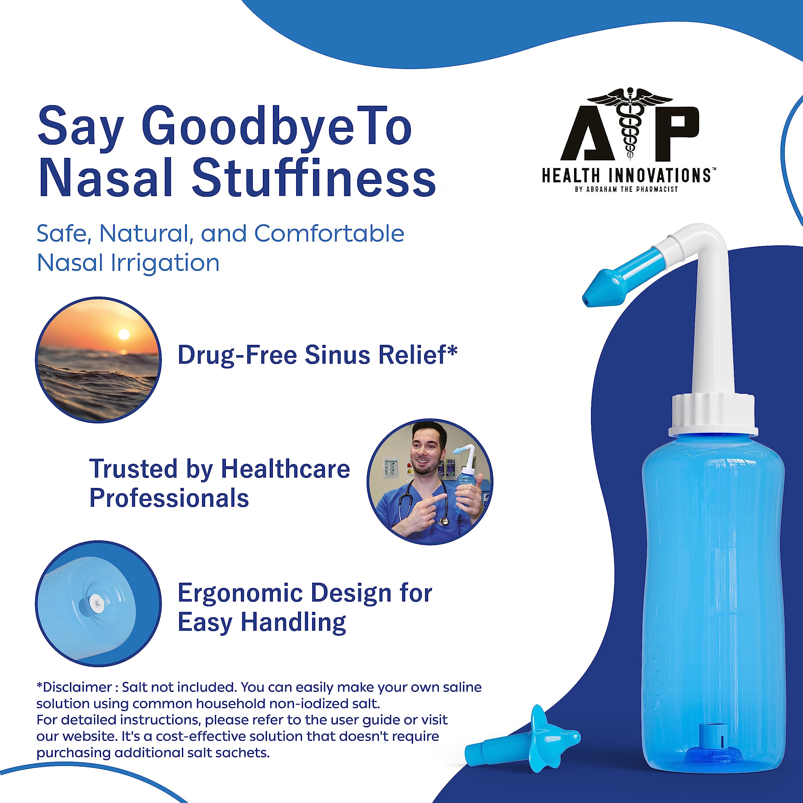 Neti Pot ATP Health Innovations: usage domestique simple pour adultes et enfants.