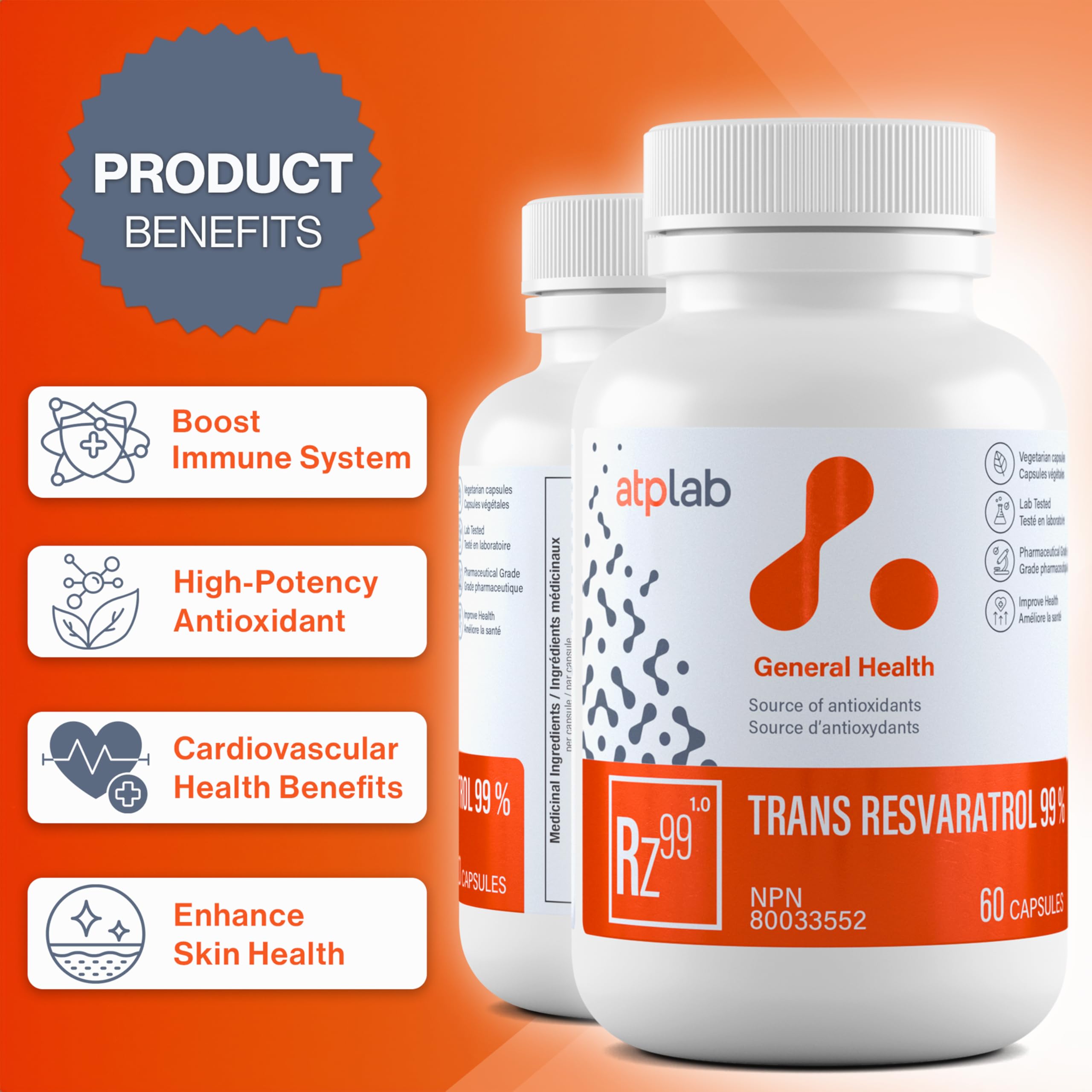 ATP LAB Trans Resveratrol: gélules végétariennes faciles à avaler