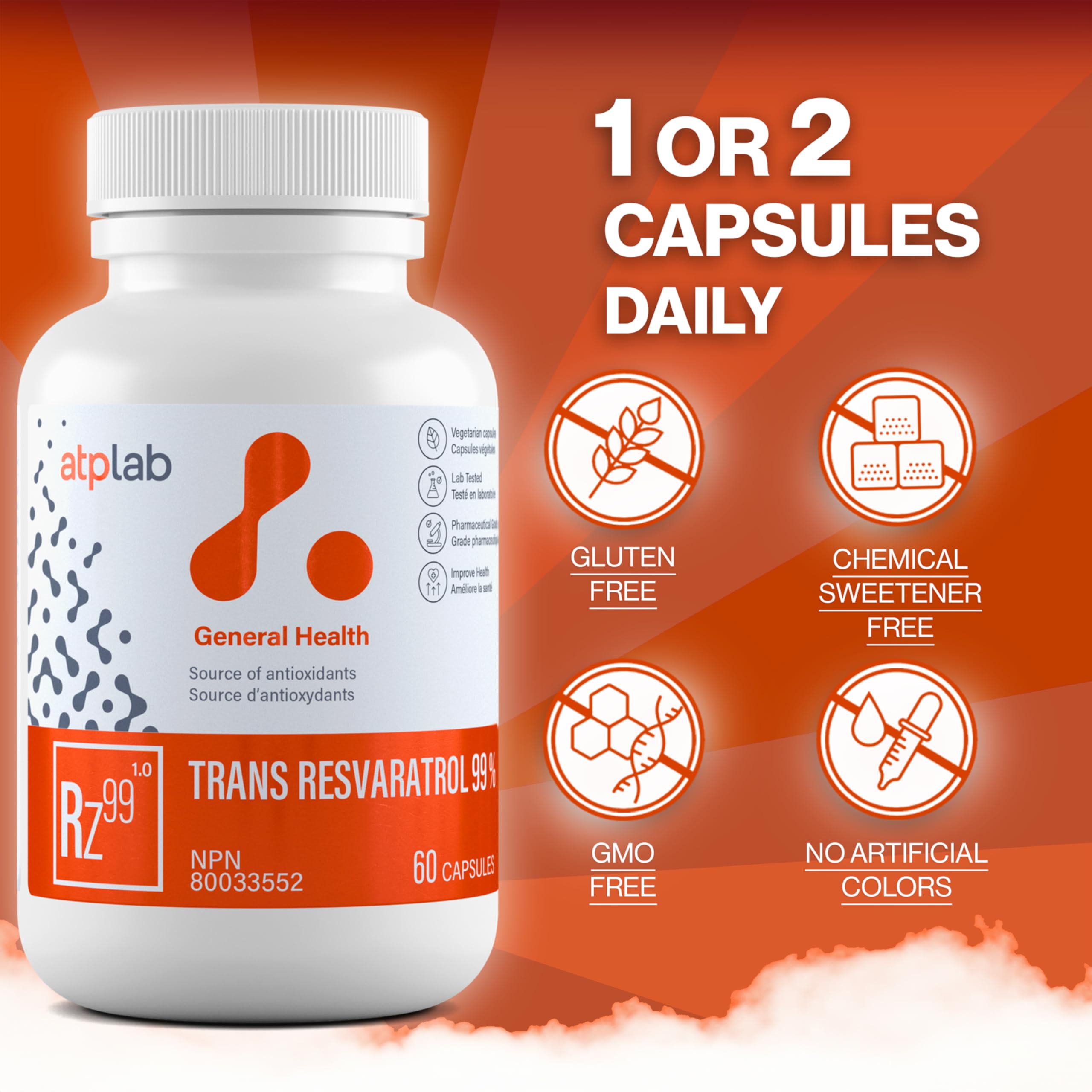 ATP LAB Trans Resveratrol: emballage compact pratique pour la routine quotidienne