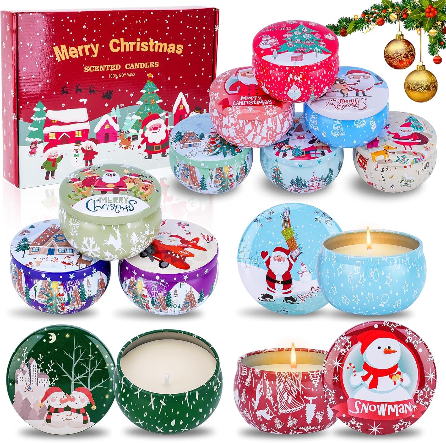 Bougies atranquikk ensemble Noël 12 pièces pour une ambiance chaleureuse.