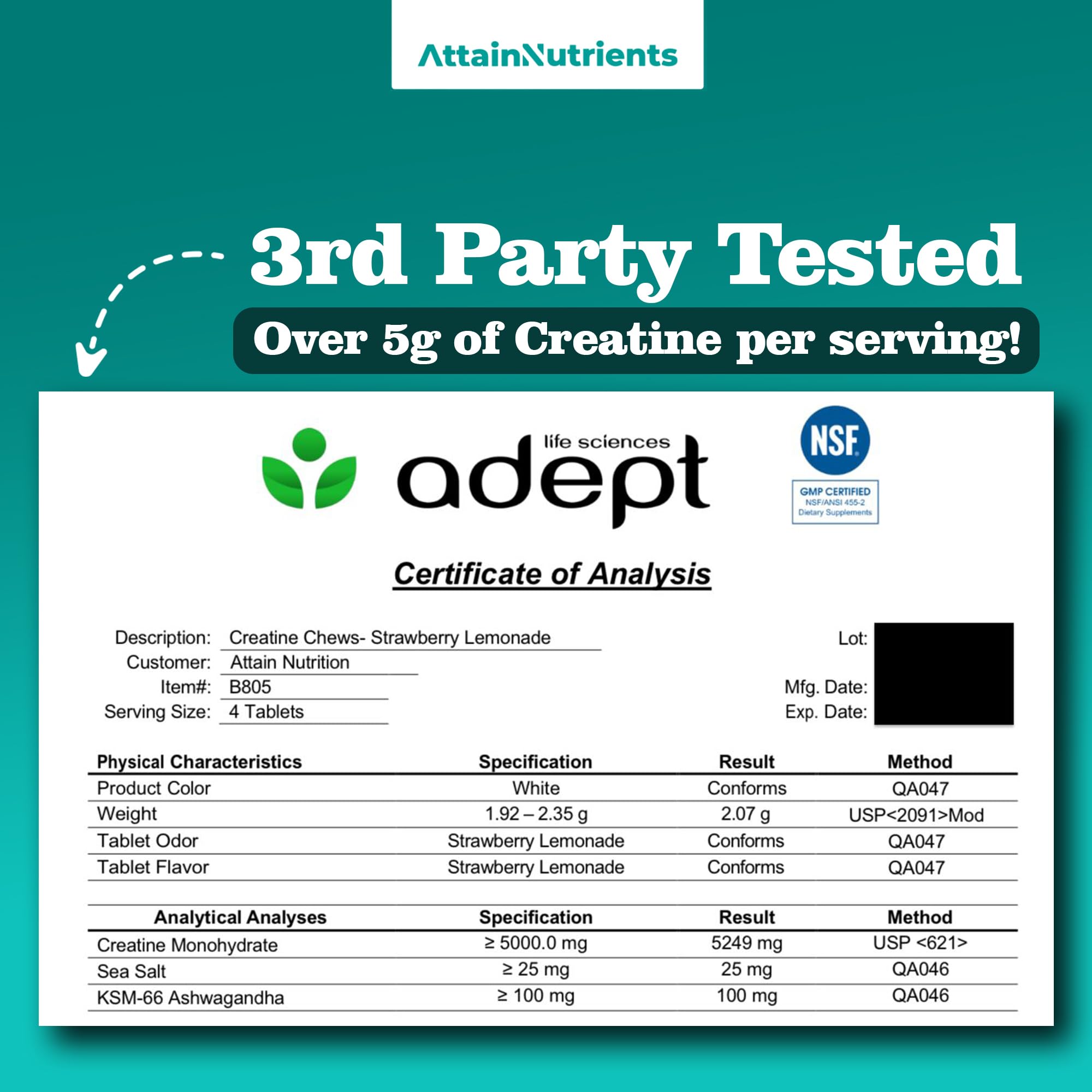 Attain Nutrients Creatine Chews – texture moelleuse et facile à mâcher en déplacement
