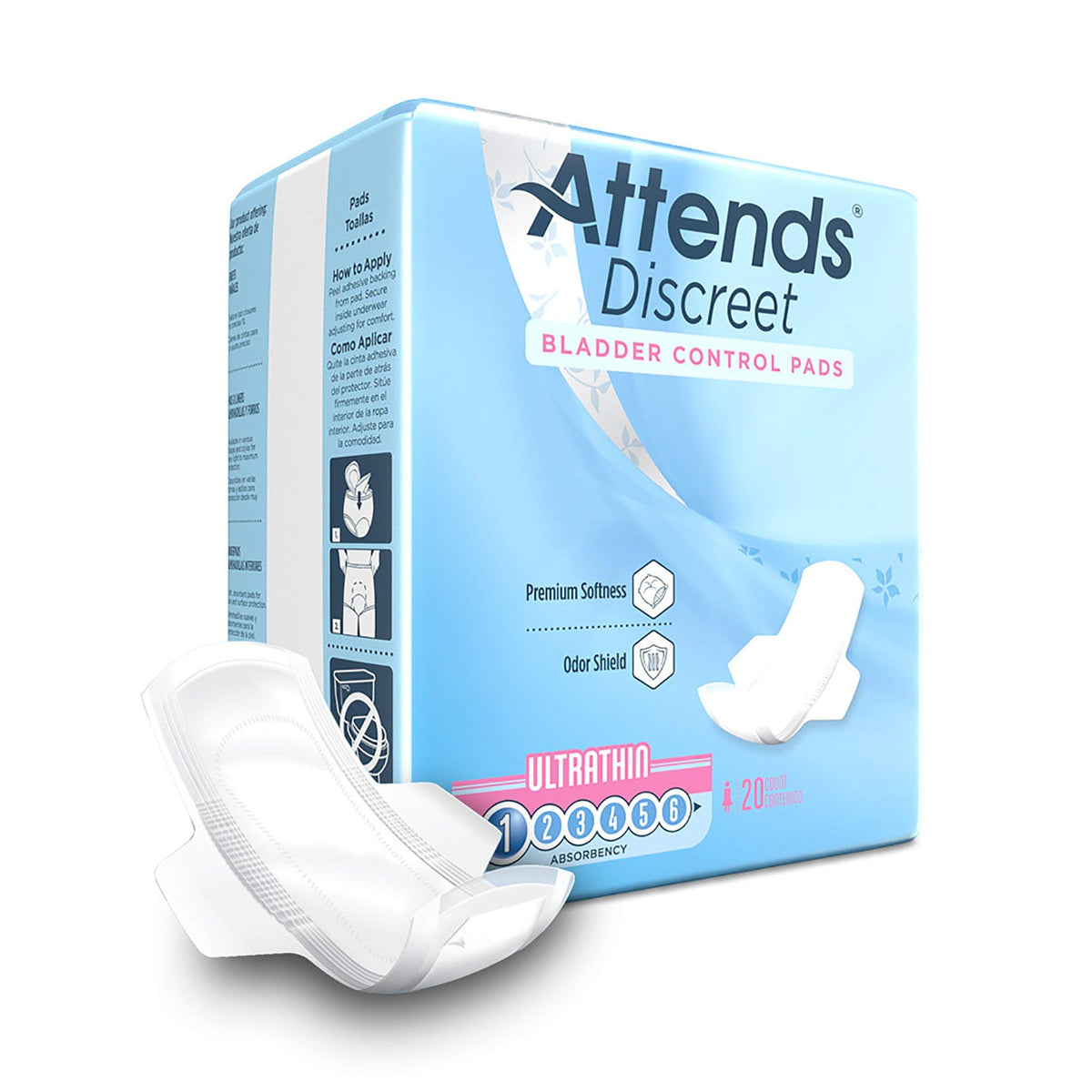 Tampon Attends discret, contrôle de la vessie, 9 pouces, fraîcheur durable.