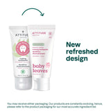 Texture gel douce d'ATTITUDE bébé au goût fraise idéal pour initier le brossage.