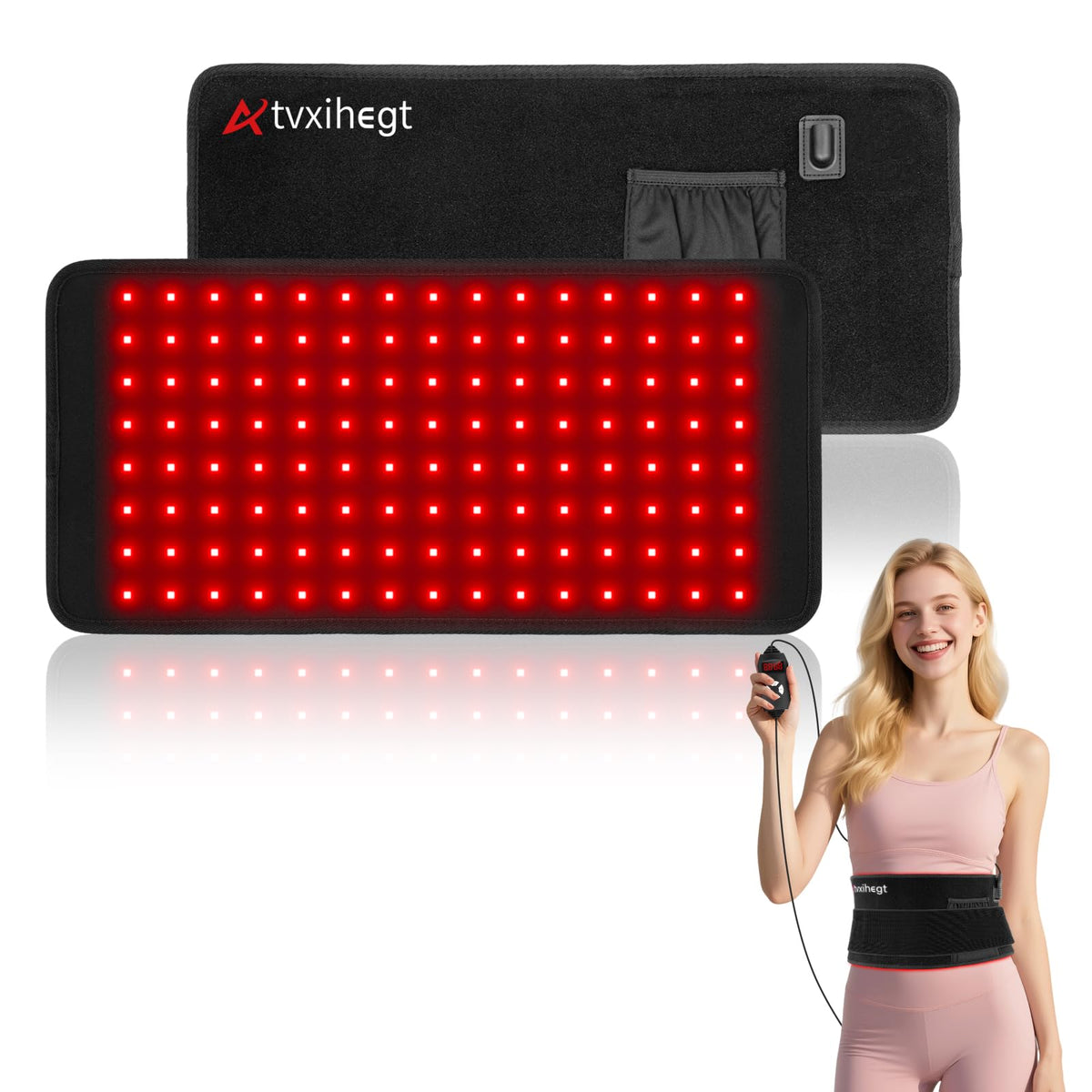 Atvxihegt ceinture lumière rouge 660-850 pour ciblage musculaire et confort.