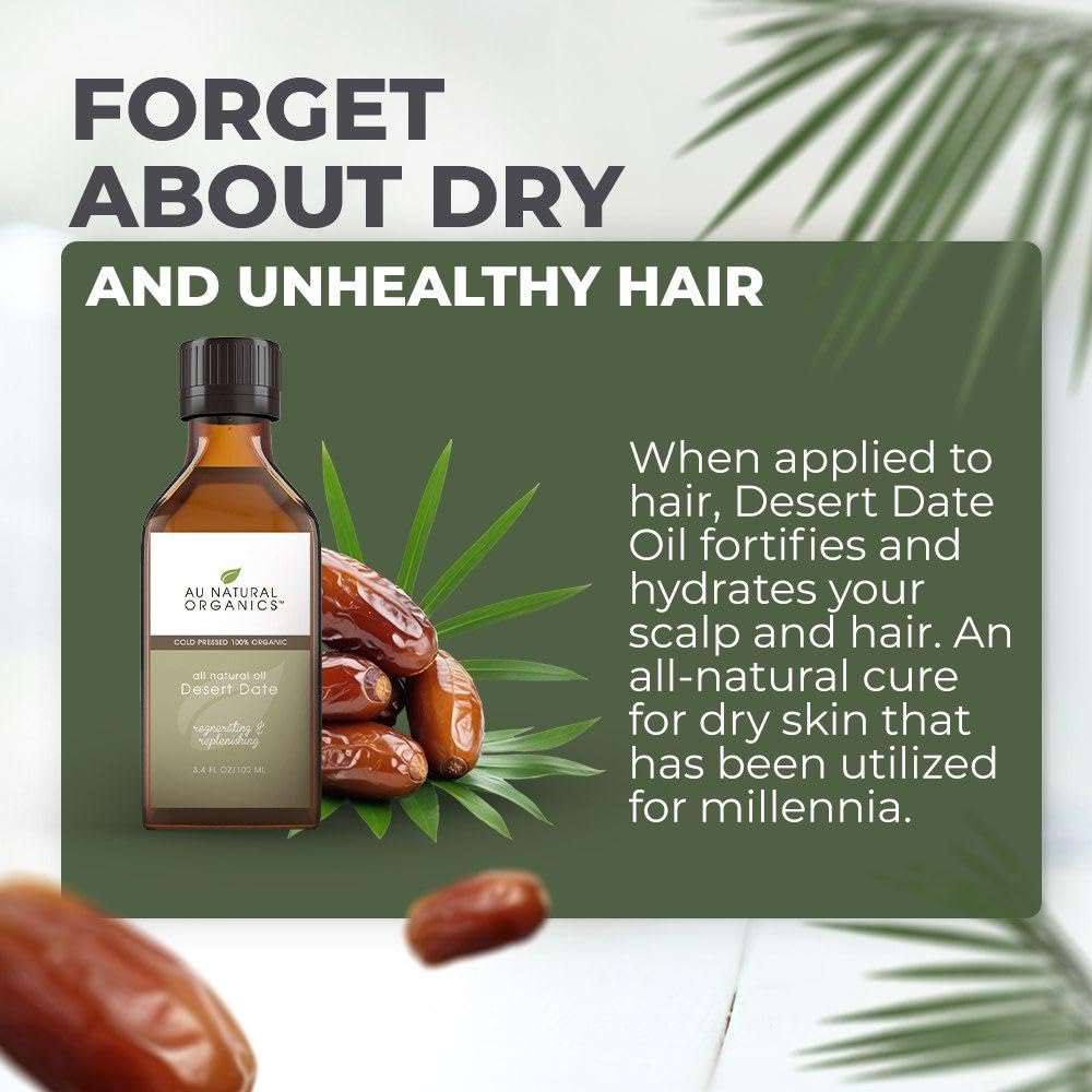 Élasticité de la peau soutenue par l’Huile Desert Date d’Au Natural Organics.