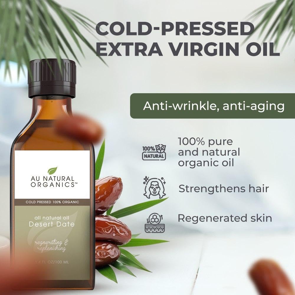 Soin capillaire avec Desert Date Oil sur les cheveux pour nourrir les longueurs.