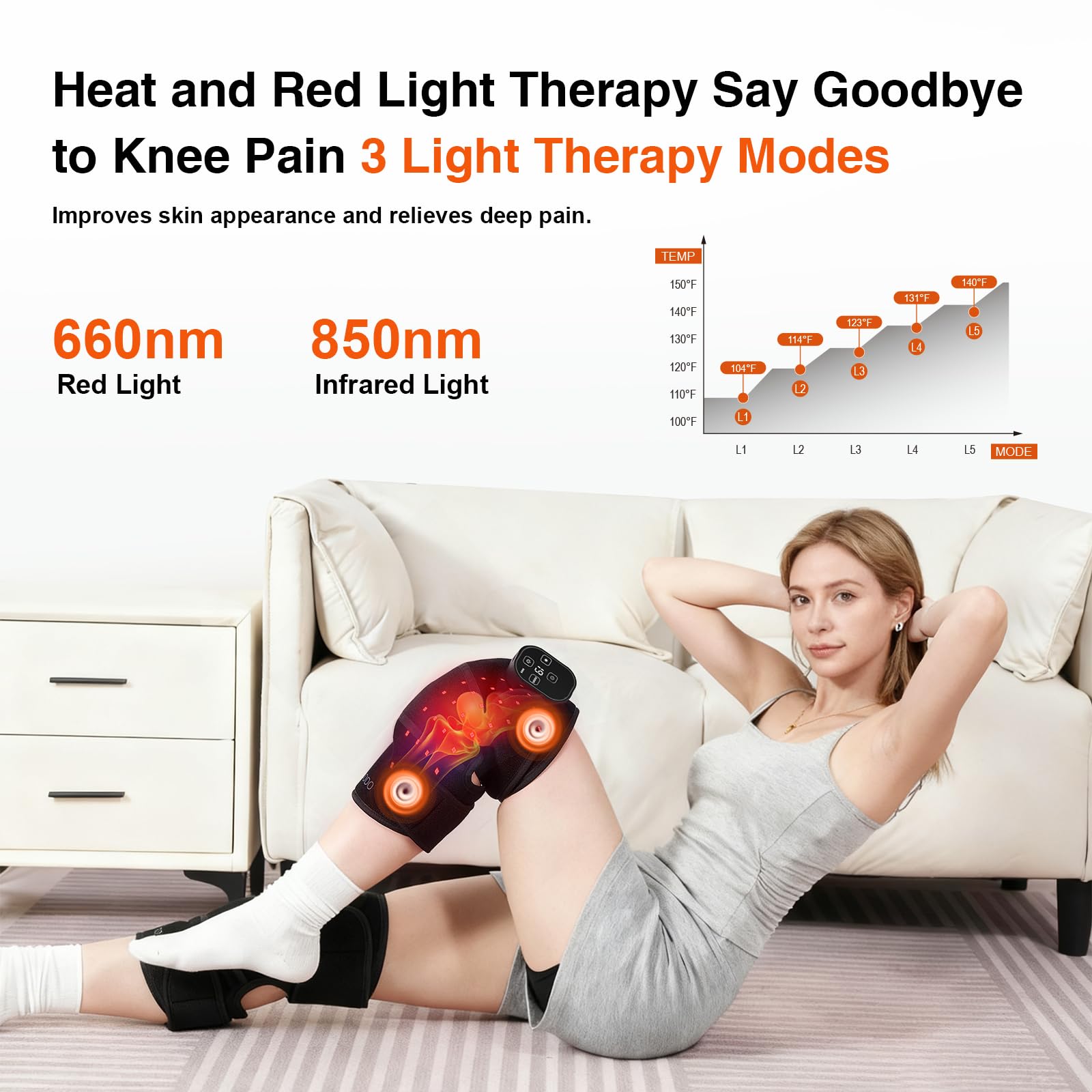 AUDODO Genou massage par vibration à 3 niveaux pour détente