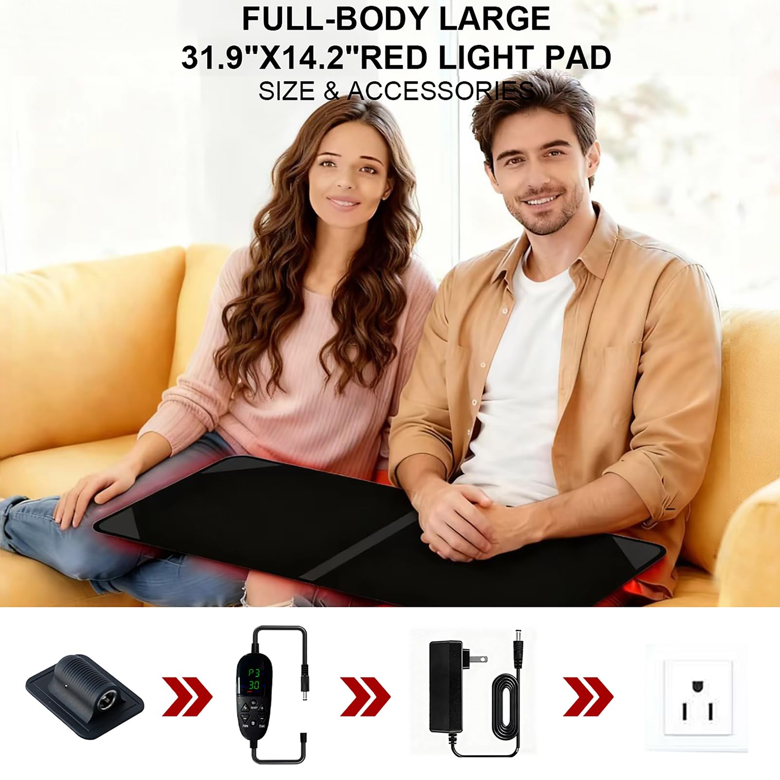AUDODO Tapis lumière rouge – cinq niveaux d’intensité pour personnalisation