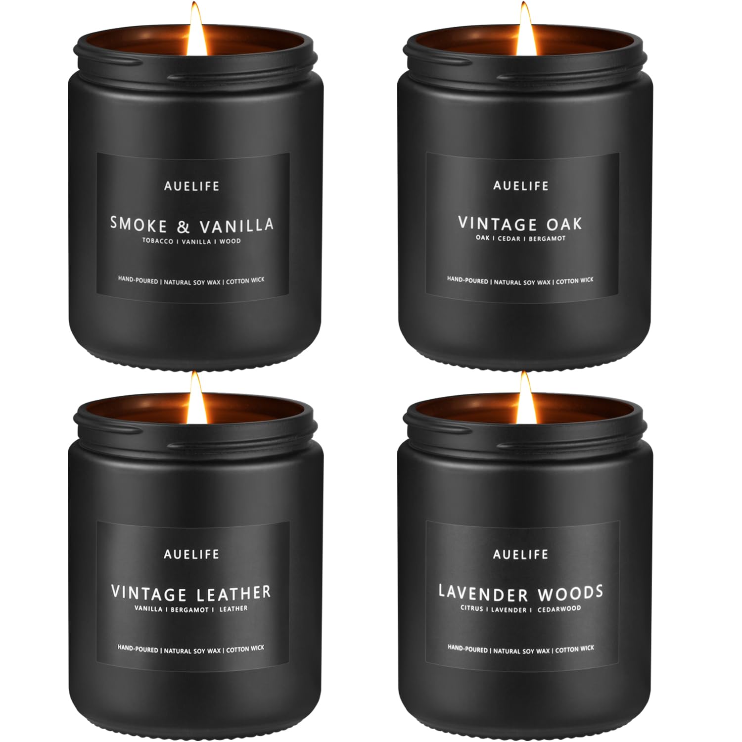 Auelife bougie cuir-intense pour une ambiance masculine chaleureuse.