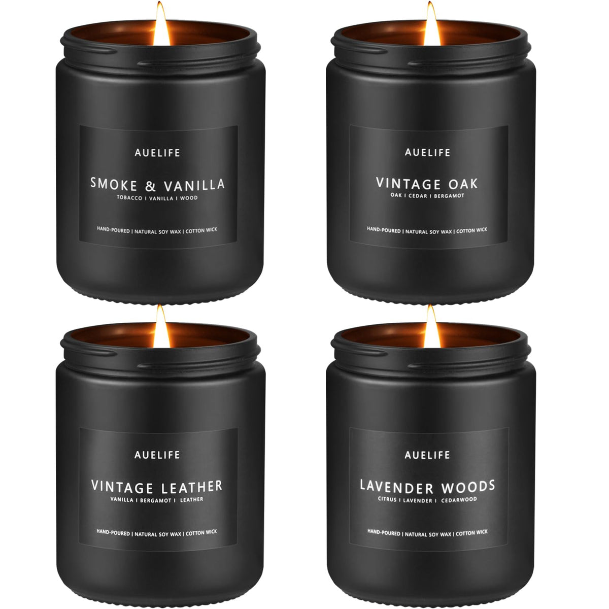 Auelife bougie cuir-intense pour une ambiance masculine chaleureuse.