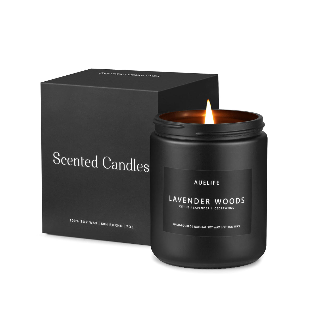 Bougie Auelife Lavande et Bois — parfum équilibré pour la détente nocturne