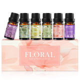 Huiles florales Auelife Rose dans flacons ambrés, diffusion durable.