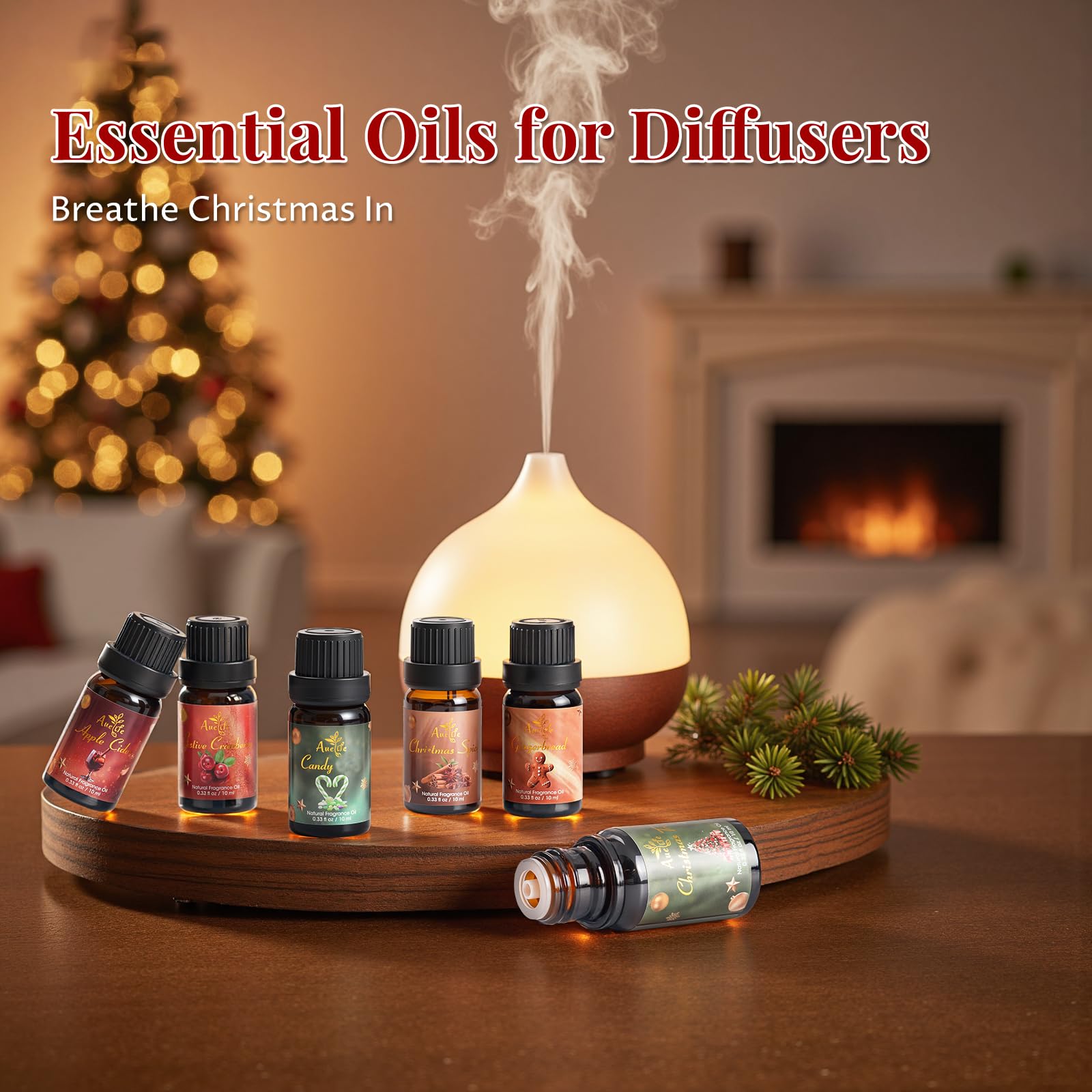 Auelife Huiles hivernales Canneberge Noël: parfum fruité et lumineux pour espace.