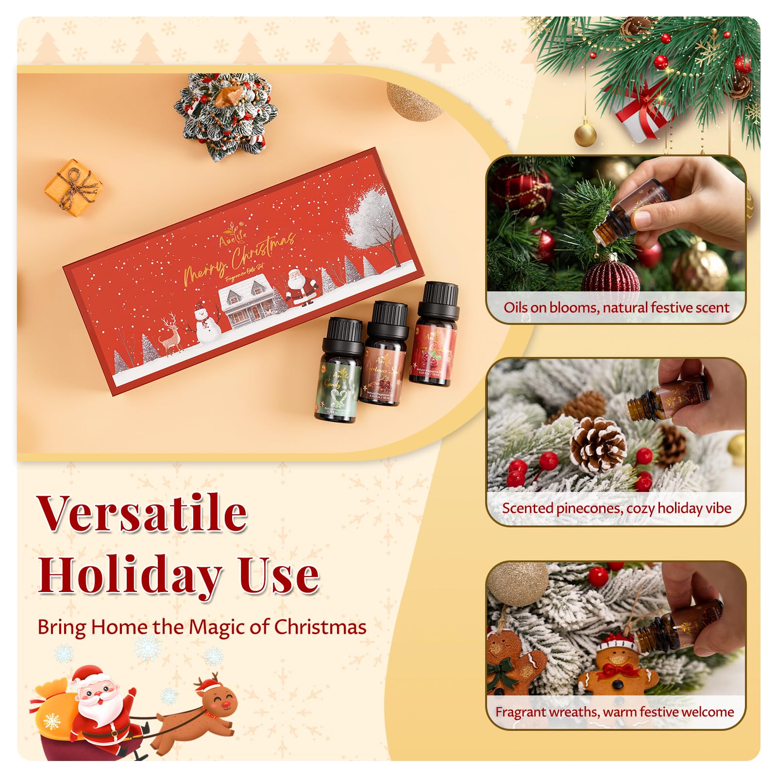 Auelife Huiles hivernales Épices Noël: chaleur épicée pour diffuseur et produits maison.
