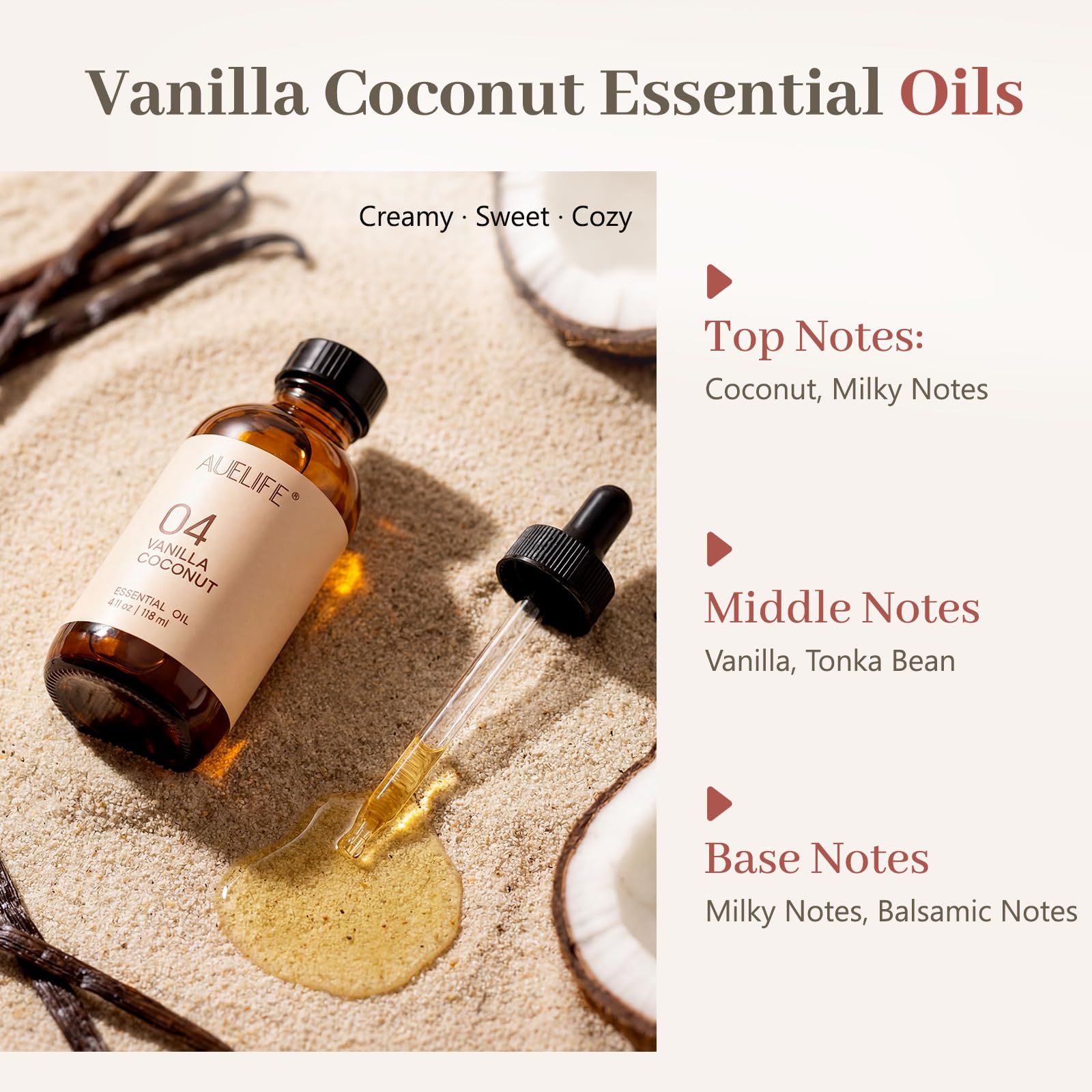 Auelife Vanille Coco bouteille 118 ml : longue diffusion et parfum durable chez soi.