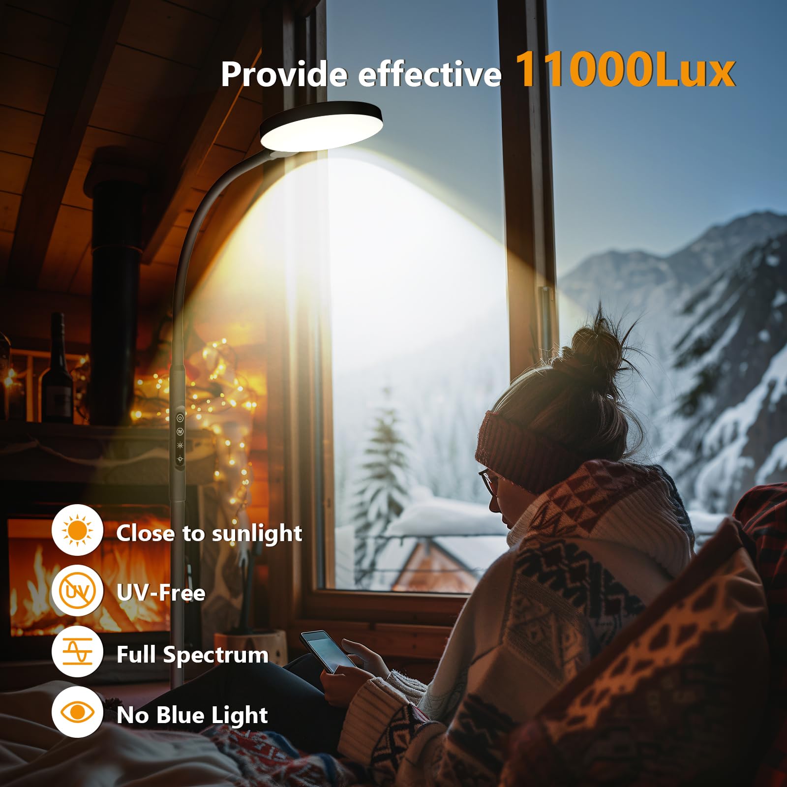 Aulaidik lampe-therapie 11000-lux full-spectrum: simule le soleil pour l'hiver