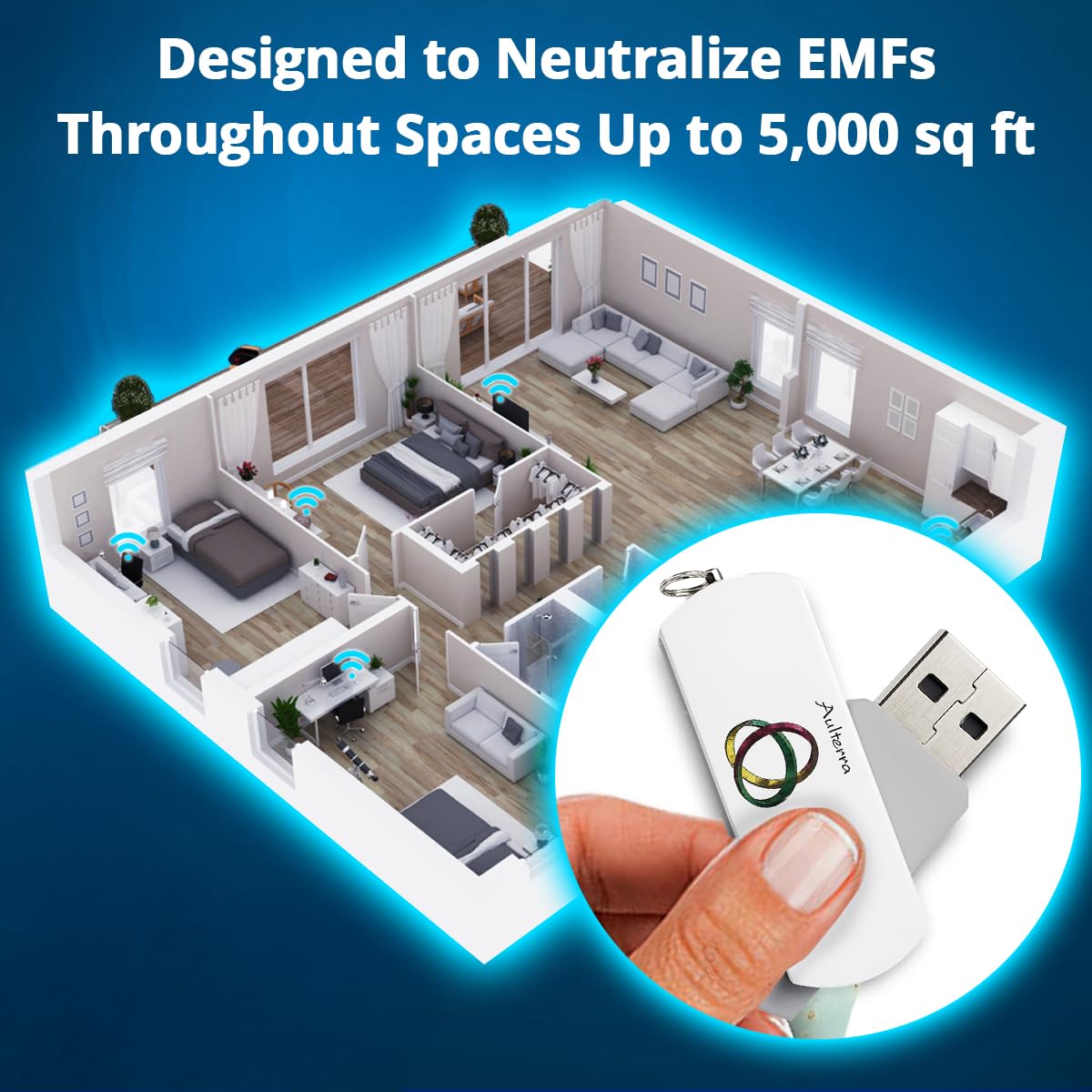 Aulterra EMF Home Neutralizer USB – design minimaliste qui s’adapte à votre décor.