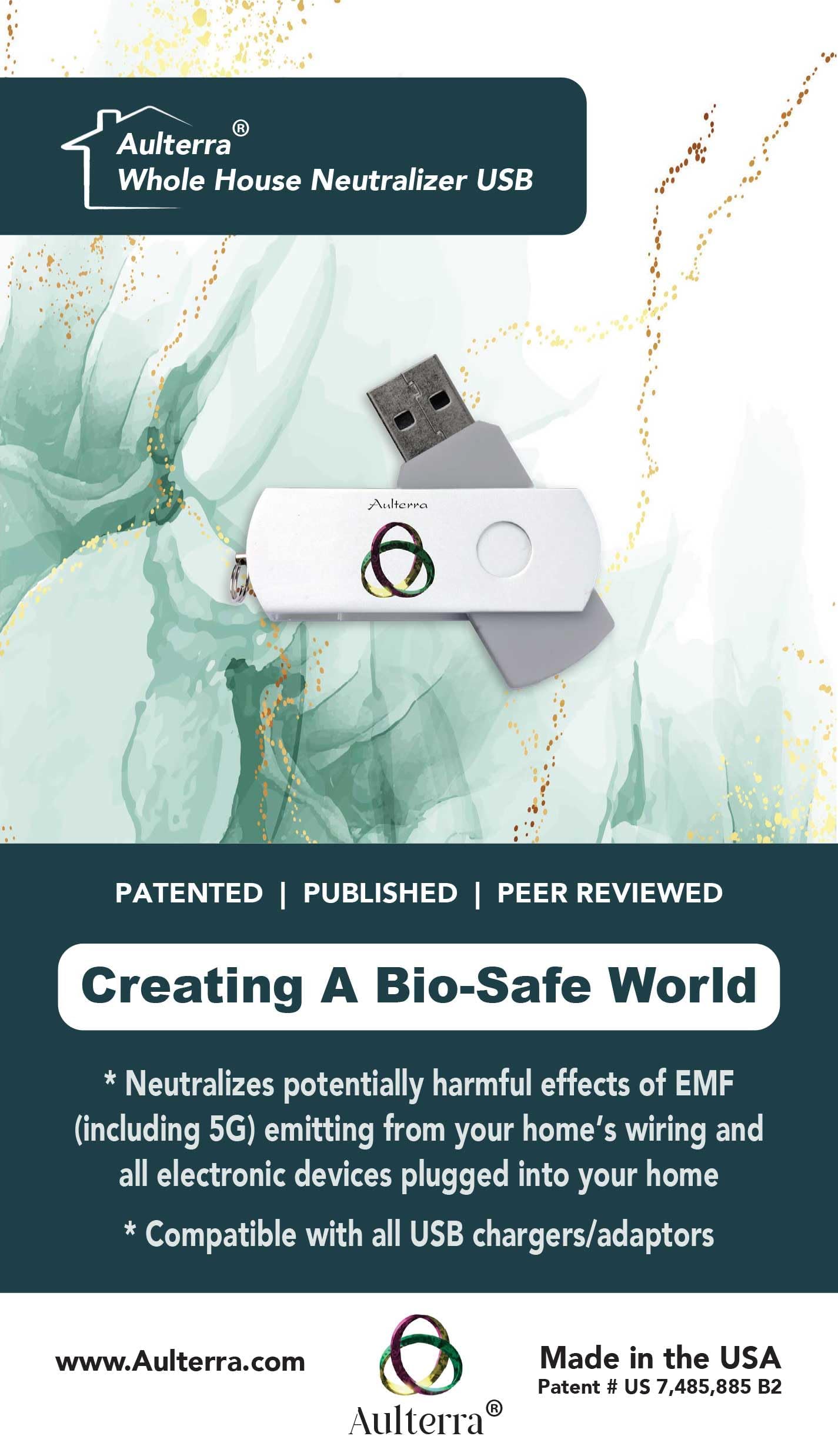 Aulterra EMF Home Neutralizer USB – ensemble, réduction potentielle des ondes dans le foyer.