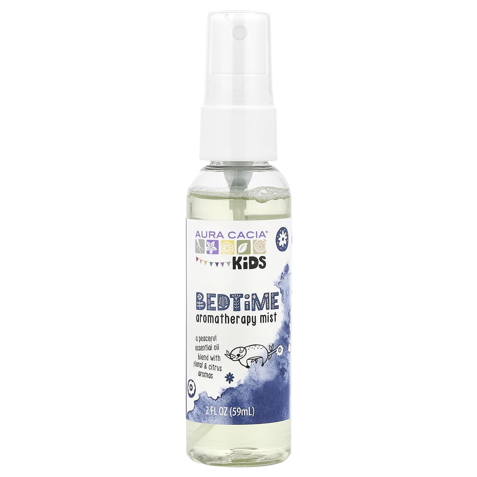 Aura Cacia Mist Kids Bedtime – bouteille prête à l’emploi pour le rituel du coucher des enfants.
