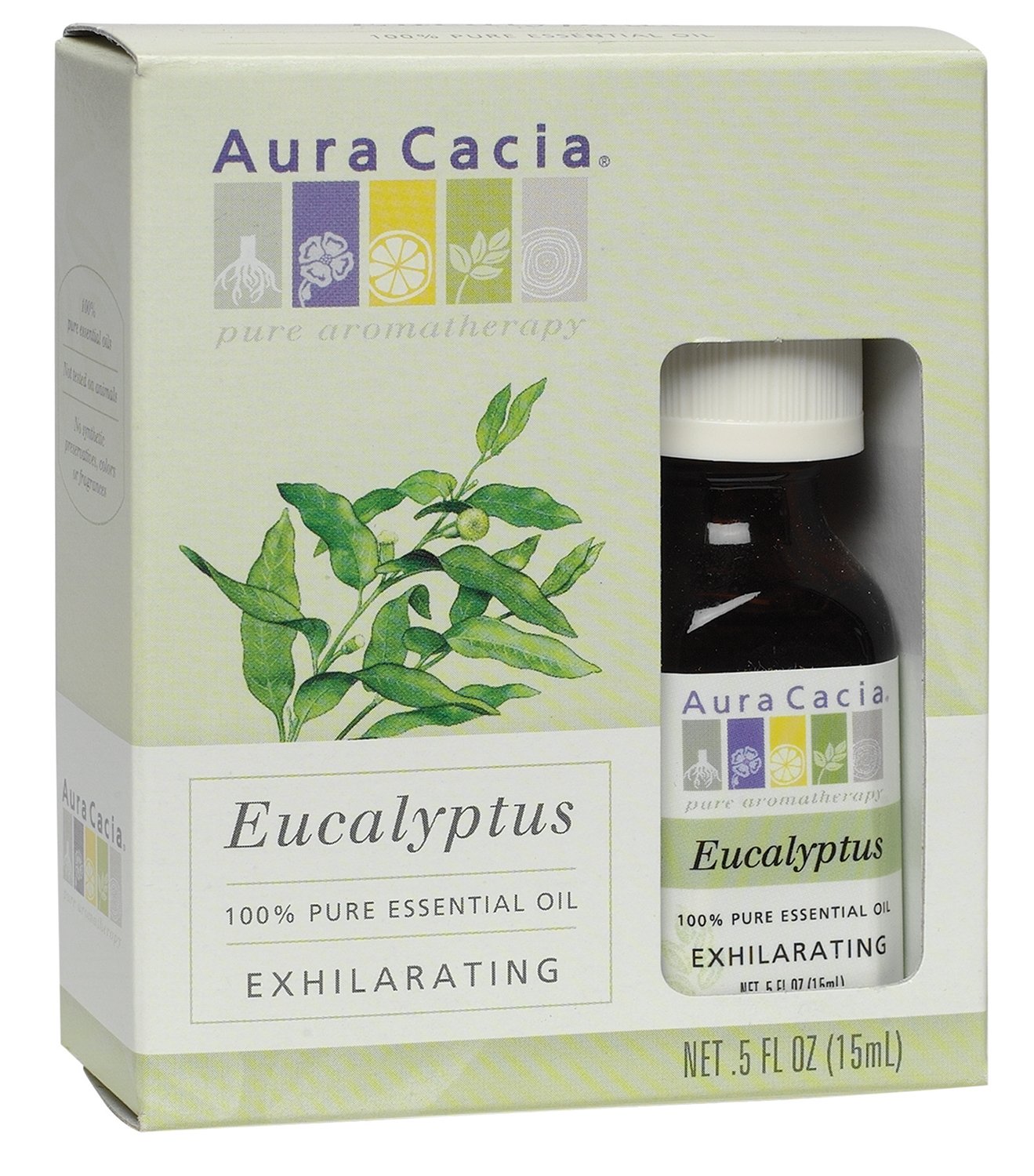 Aura Cacia huile essentielle eucalyptus bouteille pure 0,5 oz pour rafraîchir l'ambiance