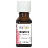 Aura Cacia Géranium: flacon ambré prêt à l'utilisation parfumée.