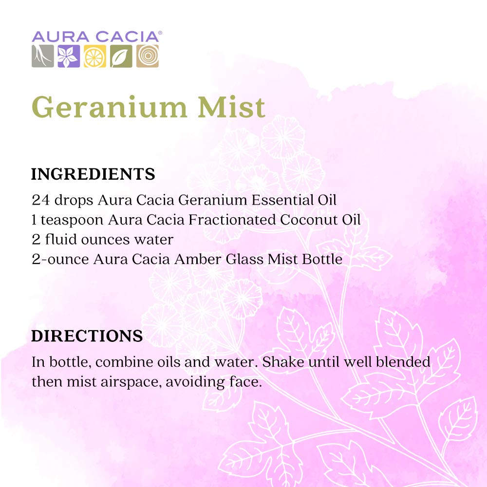 Aura Cacia Géranium: parfum d'intérieur naturel pour ambiance florale.