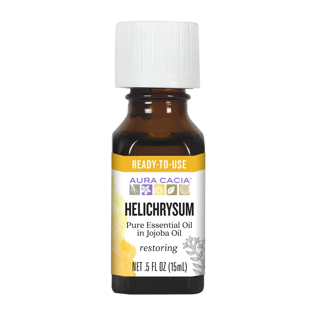 Aura Cacia Helichrysum huile-bouteille sur jojoba pour soin ciblé et nourrissant de la peau