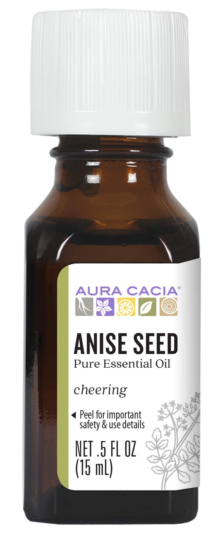 Aura Cacia huile essentielle anis, flacon 0,5 oz, parfum réglissé pour aromathérapie.