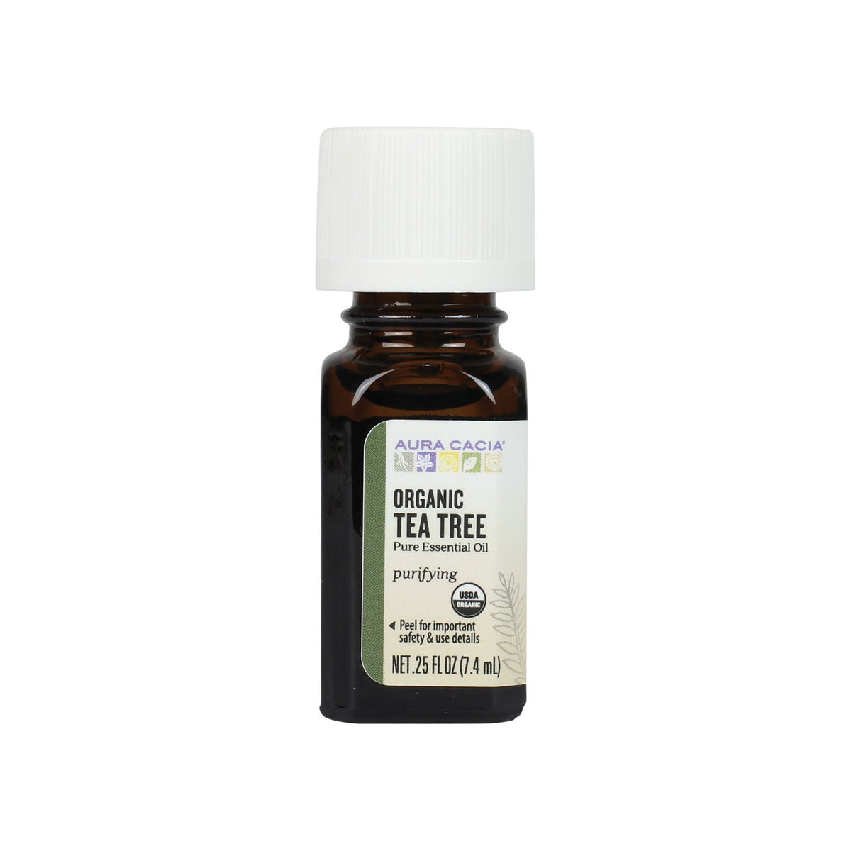 Aura Cacia huile essentielle arbre à thé — bouteille prête à diffuser en purifiant.