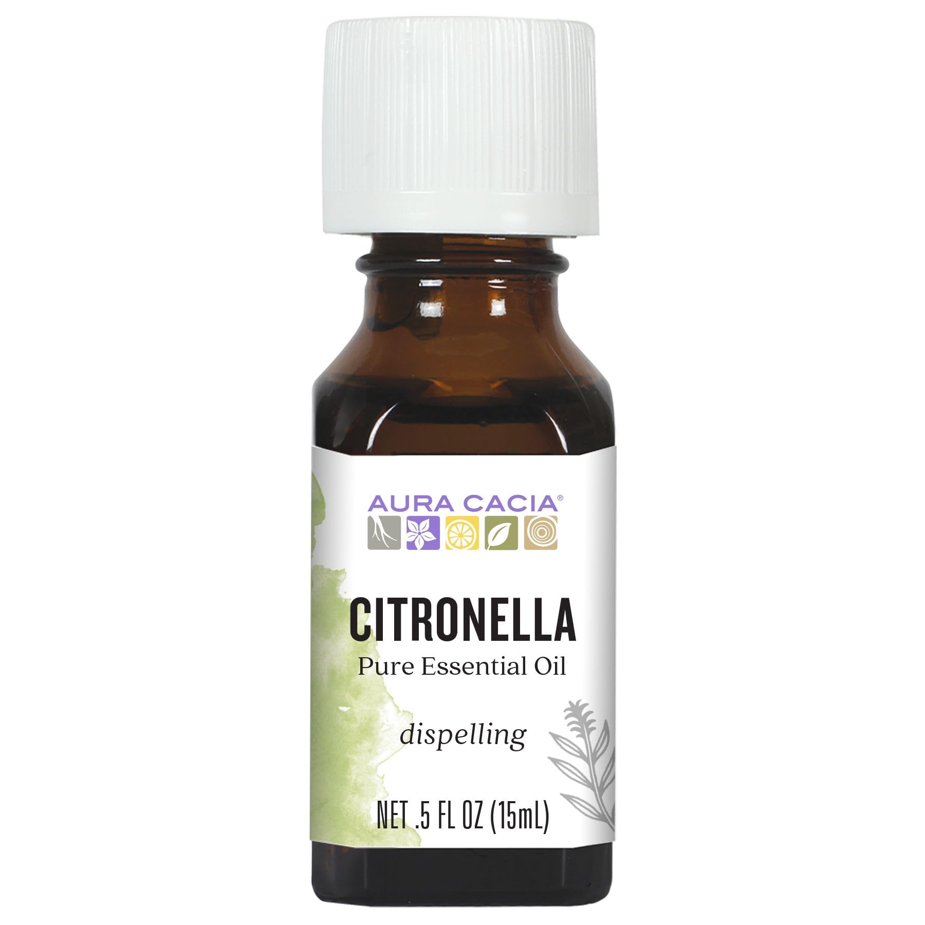 Aura Cacia Citronnelle Java en bouteille, diffusion d'ambiance naturelle.