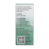 Aura Cacia huile essentielle eucalyptus – flacon compact pour soins corporels énergisants.