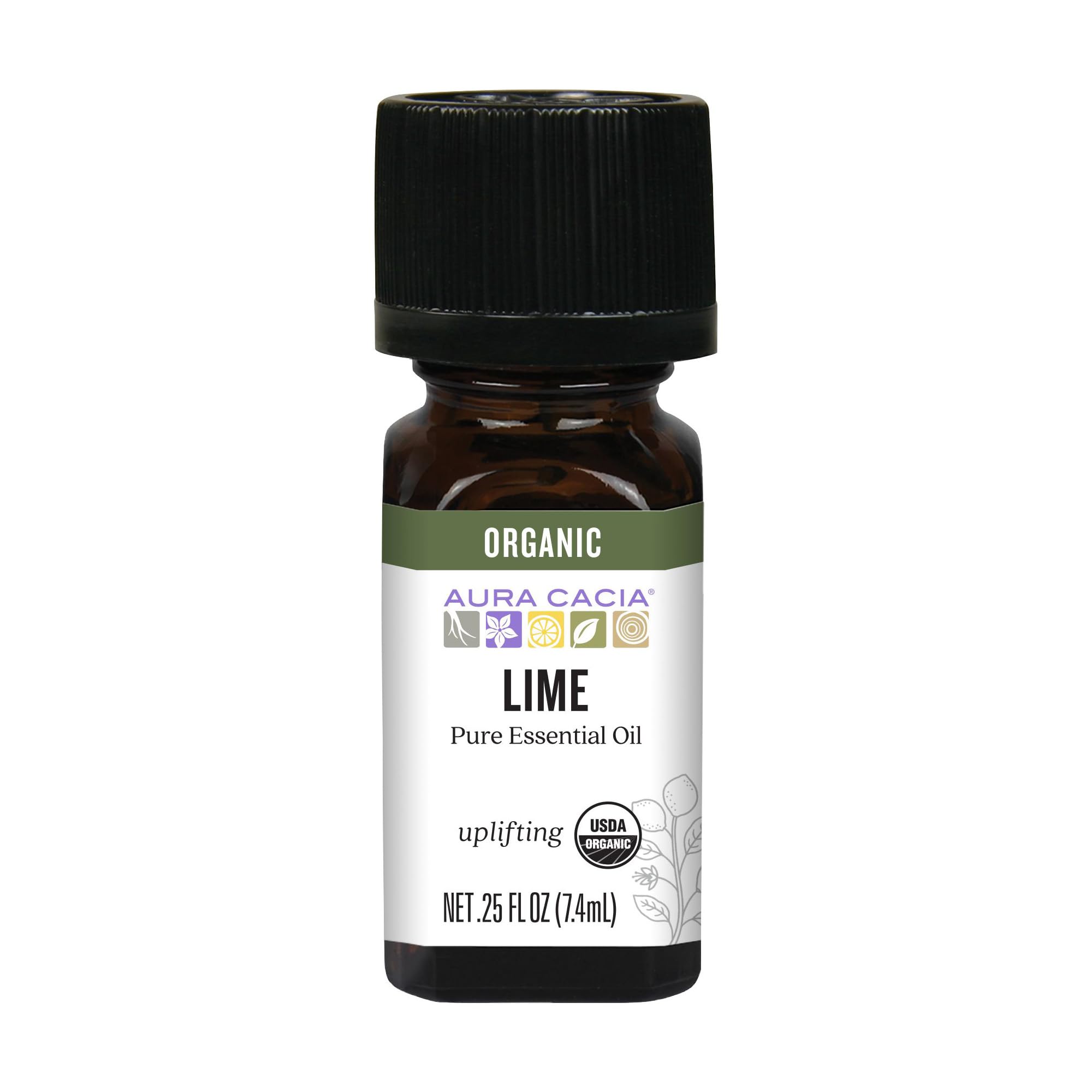 Aura Cacia huile essentielle lime biologique, flacon: arôme frais propice à la diffusion.