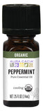 Aura Cacia huile essentielle Menthe Poivrée en bouteille, arôme intense et rafraîchissant.