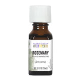 Huile essentielle Aura Cacia romarin en bouteille pour aromathérapie et soins.