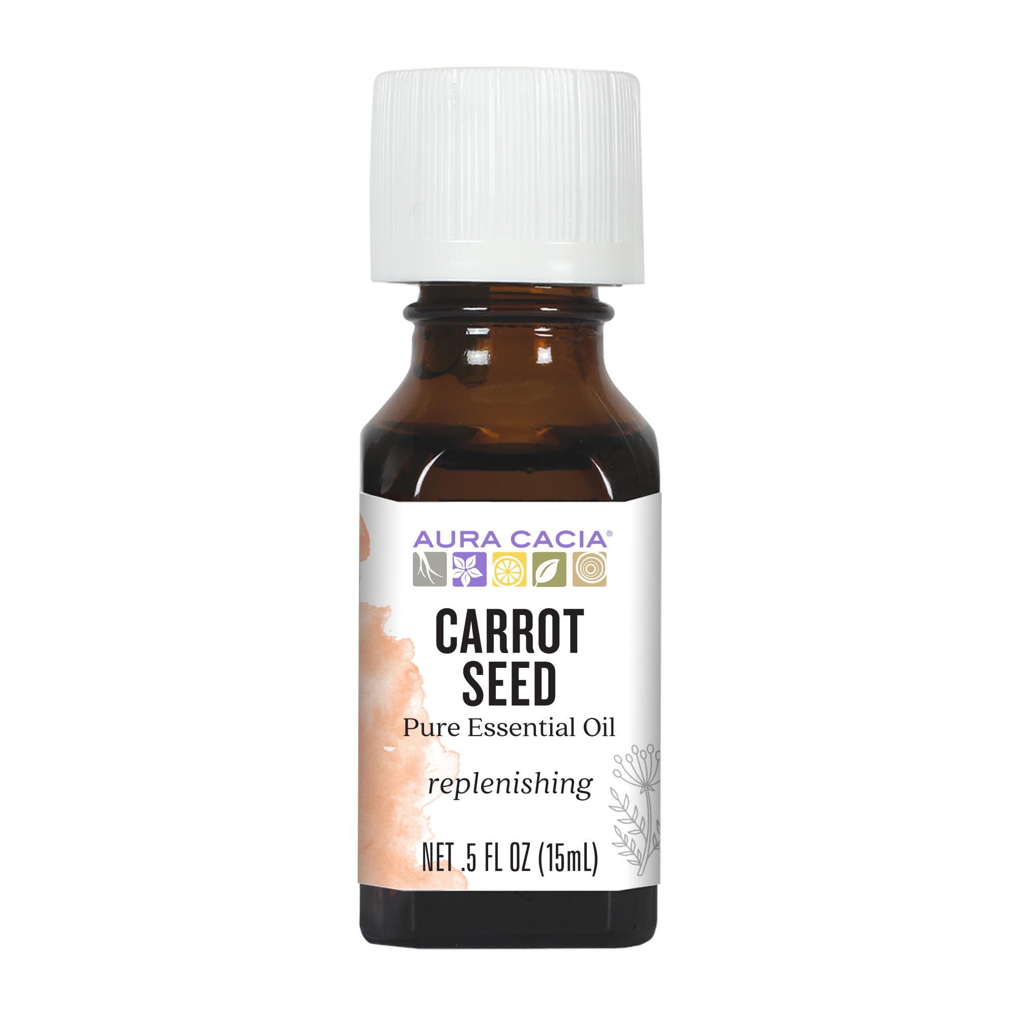 Aura Cacia huile graine carotte dans une bouteille, idéale pour soins cutanés faits maison