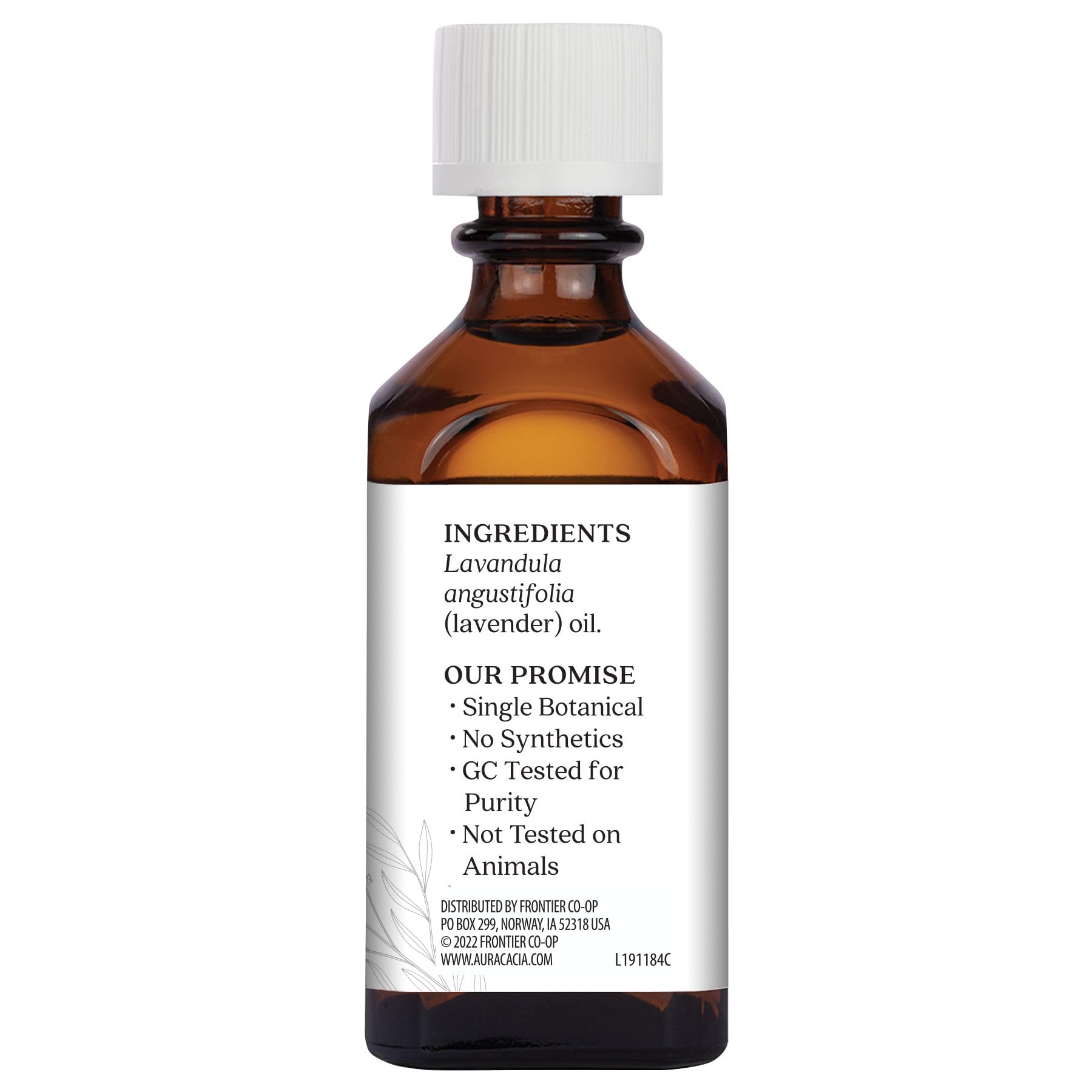 Aura Cacia lavande huile essentielle, flacon ouverte, arôme apaisant pour diffusion nocturne.