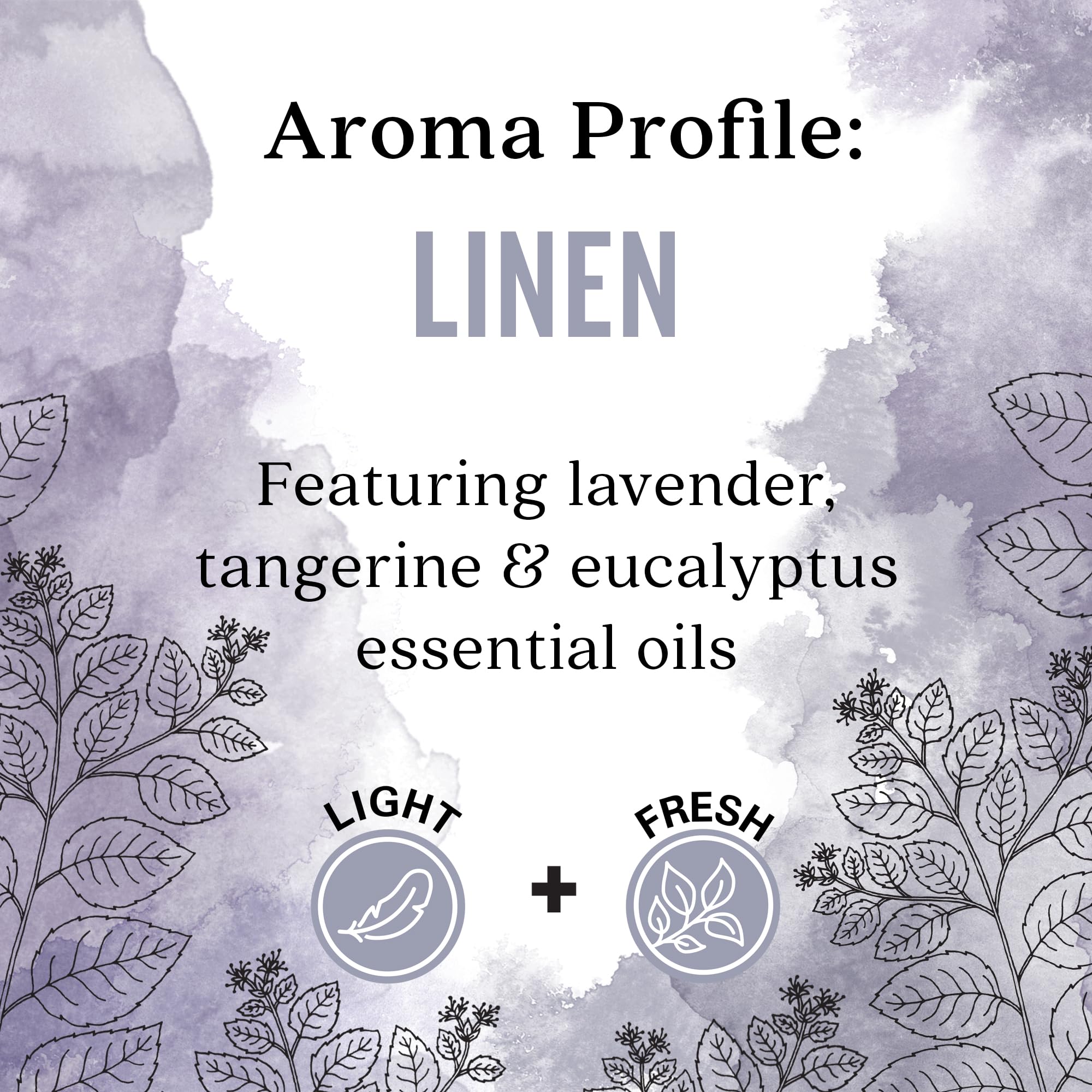 Aura Cacia Linen, idéal pour pièces et literie, crée une atmosphère légère.