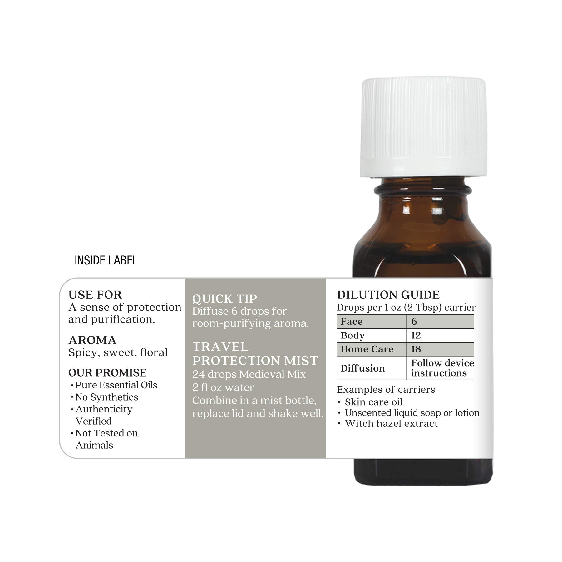 Aura Cacia Medieval Mix, mélange d'huiles citron, thym et romarin pour besoin aromatique.
